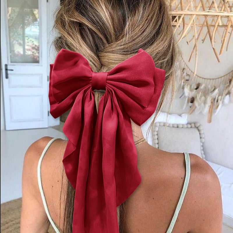 illpta Large Red Satin Hair Bows, Clips, and Barrettes - Hair Accessories for Women, Christmas Gift - Image 4